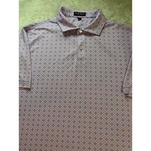 Peter Millar Men's L Lightweight Stretch Polo Shirt Geometric All Over Print AOP